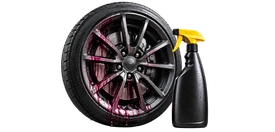 Iron remover treatment on a vehicle wheel