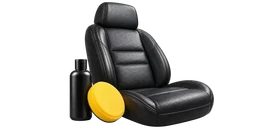 Leather seat with a conditioning applicator